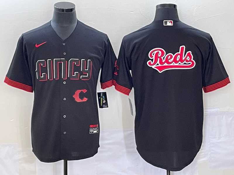 Mens Cincinnati Reds Big Logo Black 2023 City Connect Cool Base Stitched Jersey->cincinnati reds->MLB Jersey